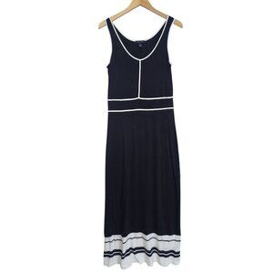 Tommy Hilfiger Maxi Dress Womens S Blue White Sleeveless Career Casual Coastal